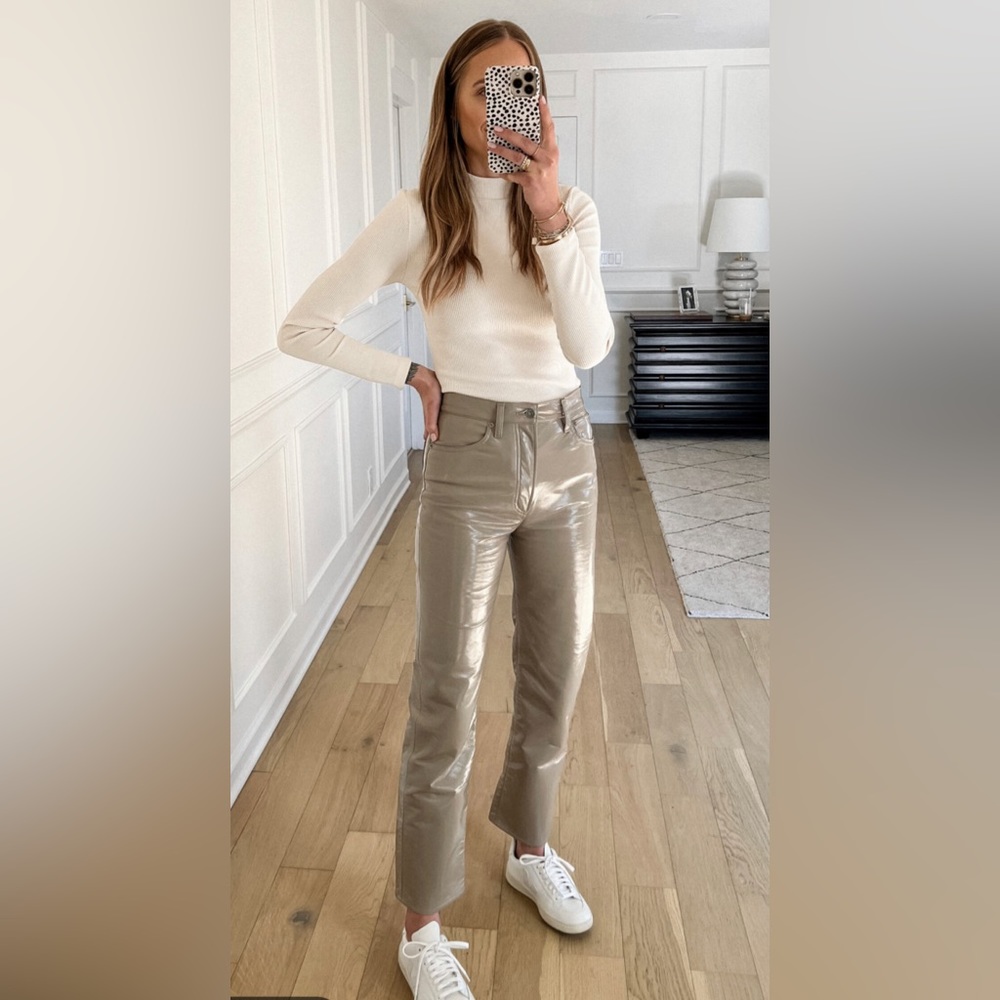 Agolde 90s Pinch Waist Patent Recycled Leather sz 24